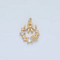24k Gold plated Clear CZ Micro Paved Butterfly Ribbon Bow Round Circle Charm | X - 456 - DLUXCA