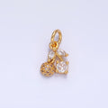 24K Gold plated Clear CZ Micro Paved Cherry Fruit Charm | W282 - DLUXCA