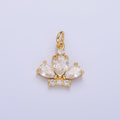 24K Gold plated Clear CZ Micro Paved Crown Mini Charm in Gold & Silver | W808 - DLUXCA