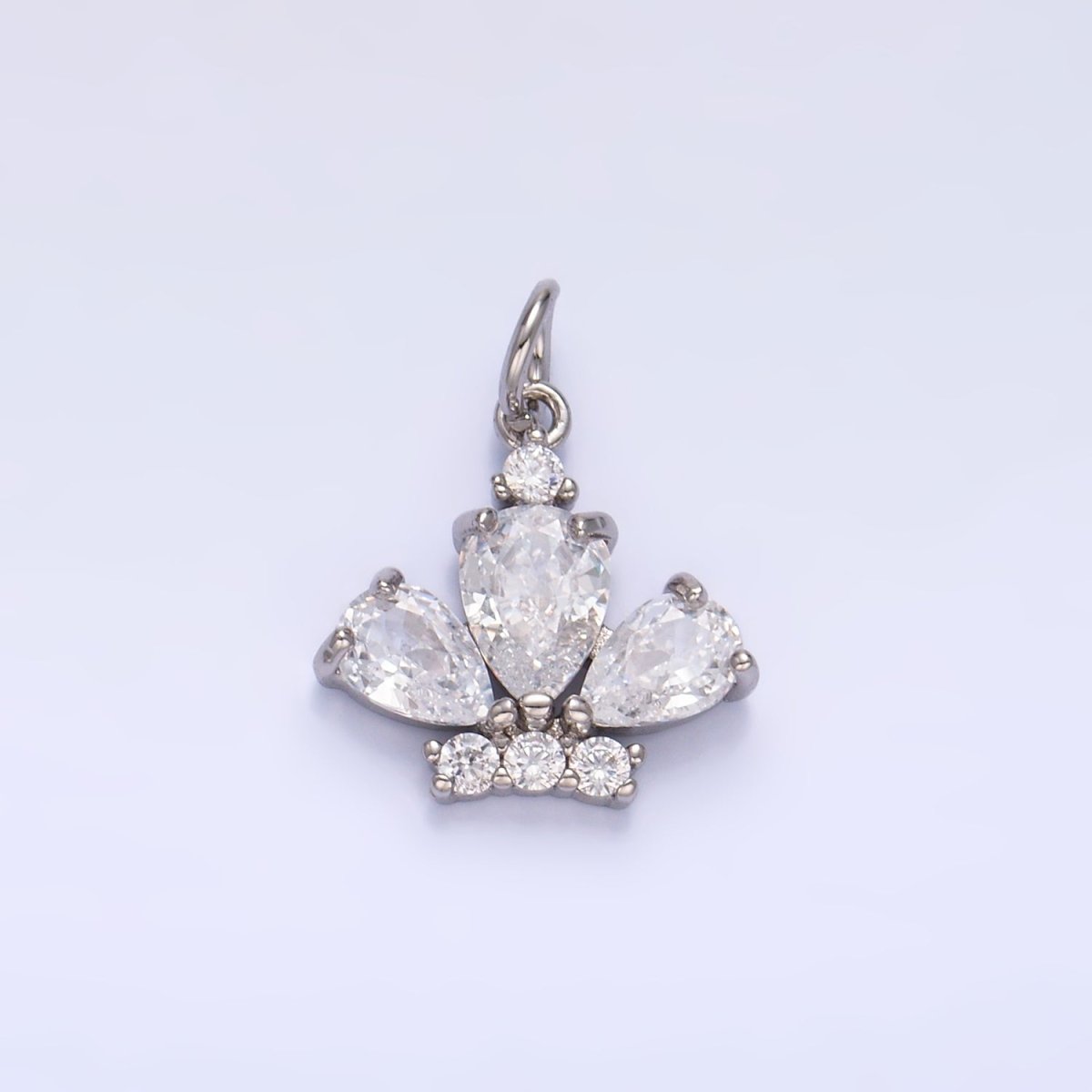 24K Gold plated Clear CZ Micro Paved Crown Mini Charm in Gold & Silver | W808 - DLUXCA
