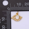 24K Gold plated Clear CZ Micro Paved CZ Open Evil Eye of Ra Charm | AC870 AC871