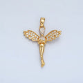 24K Gold plated Clear CZ Micro Paved Fairy Pendant | AA - 939 - DLUXCA