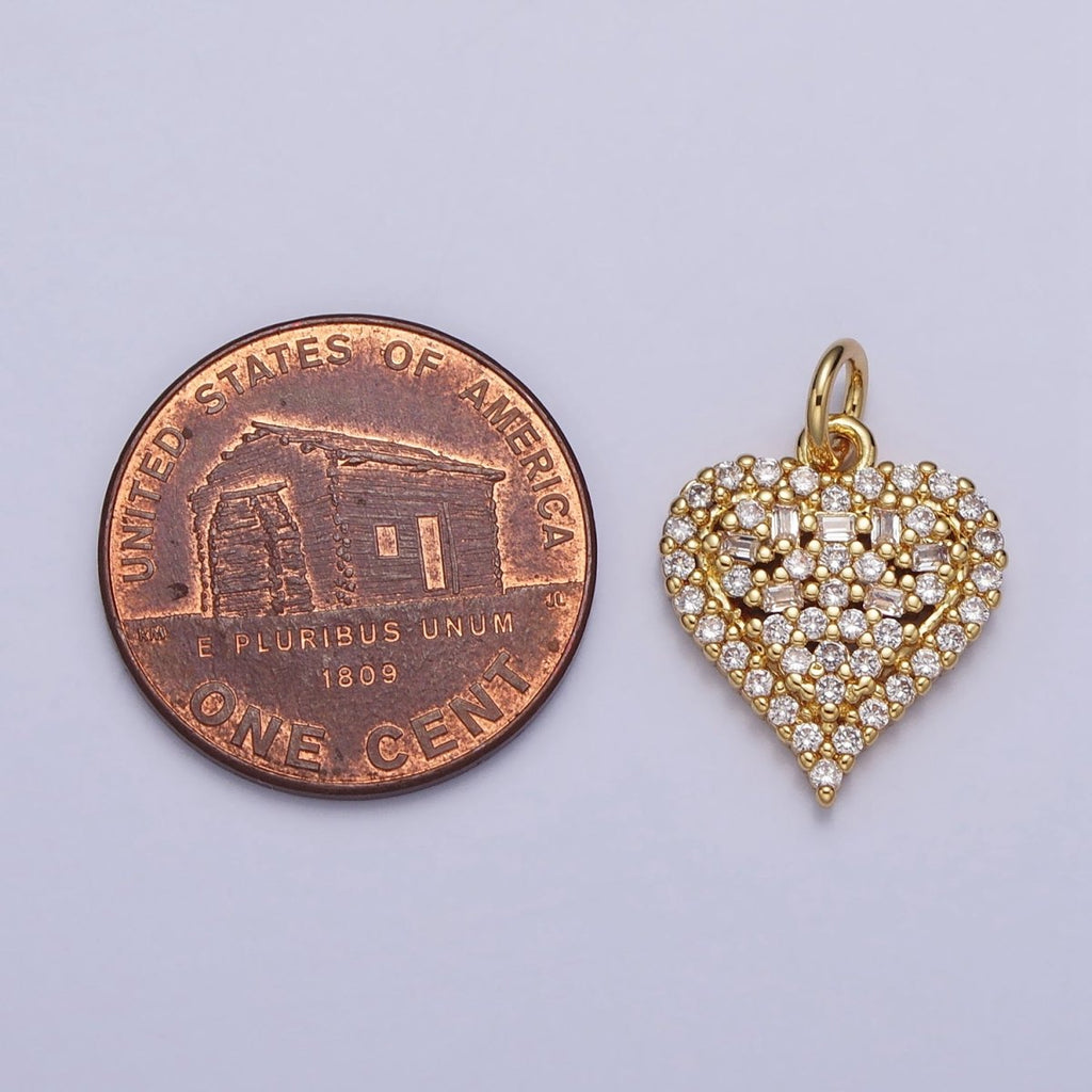 24K Gold plated Clear CZ Micro Paved Heart Add-On Charm | AC311 - DLUXCA