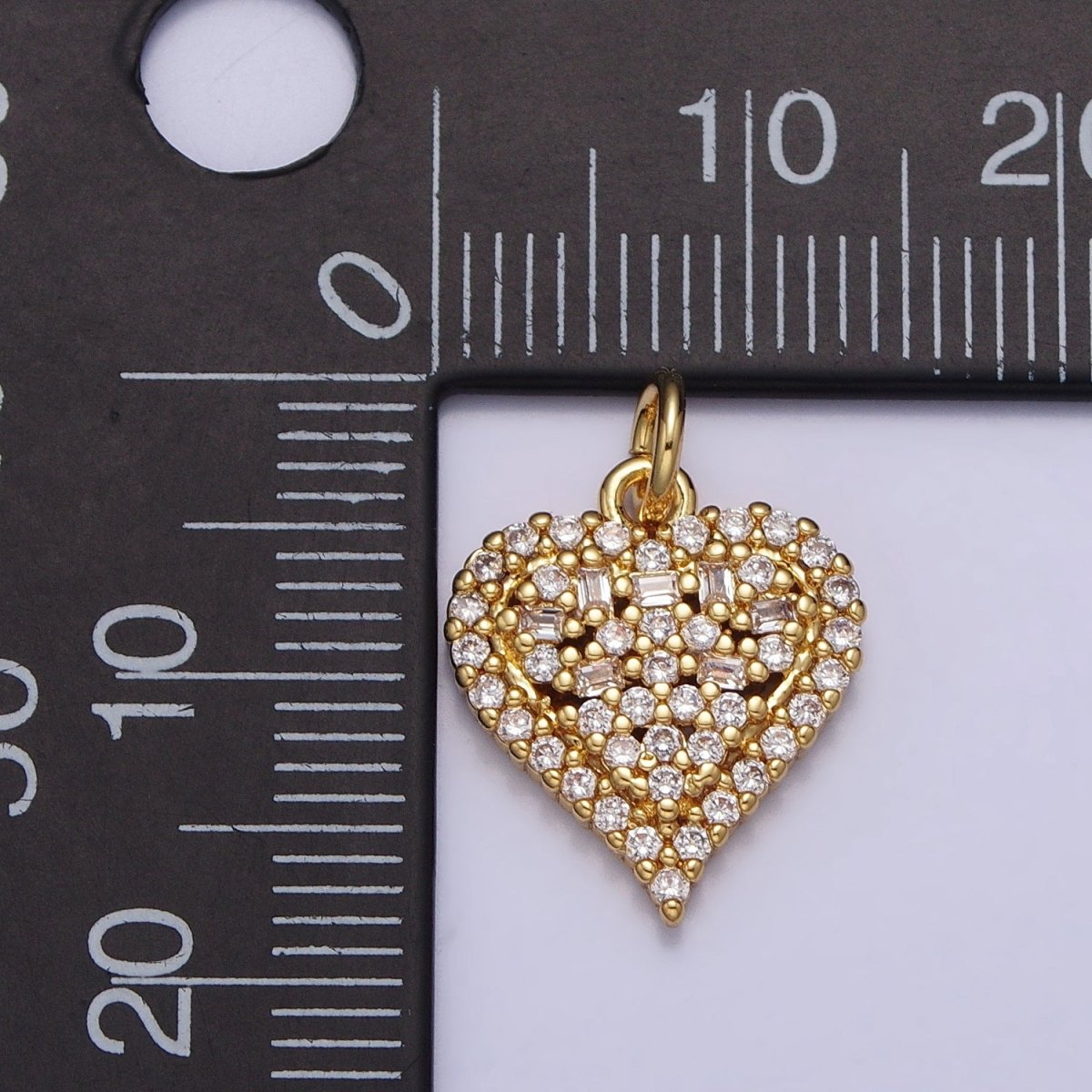 24K Gold plated Clear CZ Micro Paved Heart Add-On Charm | AC311 - DLUXCA
