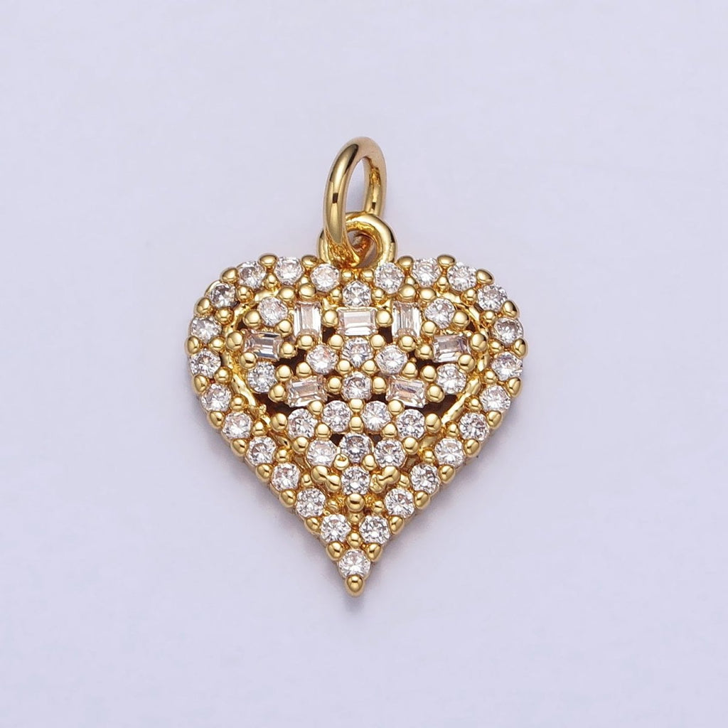 24K Gold plated Clear CZ Micro Paved Heart Add-On Charm | AC311 - DLUXCA