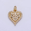 24K Gold plated Clear CZ Micro Paved Heart Add-On Charm | AC311 - DLUXCA