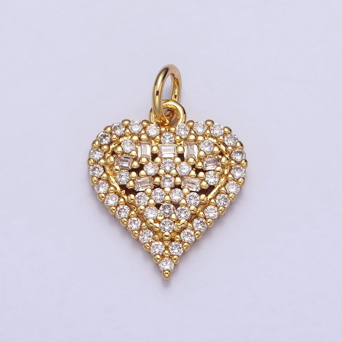 24K Gold plated Clear CZ Micro Paved Heart Add-On Charm | AC311 - DLUXCA