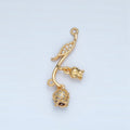 24K Gold plated Clear CZ Micro Paved Rose Flower Connector | F127 - DLUXCA