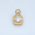 24K Gold plated Clear CZ Micro Paved Square Mini Charm | E2661 - DLUXCA