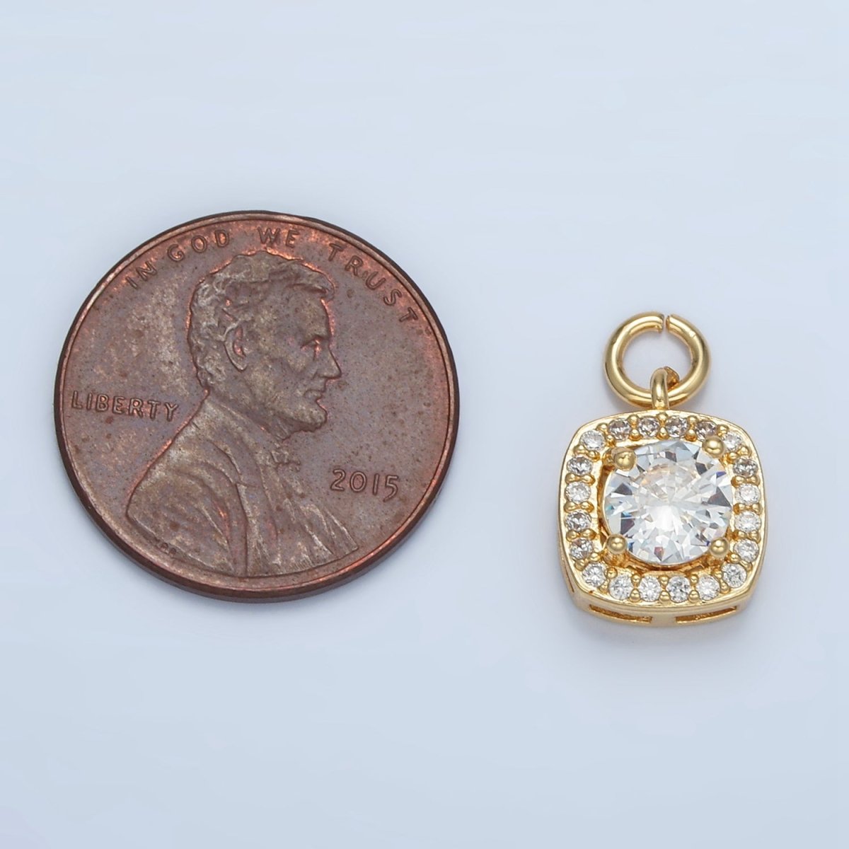 24K Gold plated Clear CZ Micro Paved Square Mini Charm | E2661 - DLUXCA