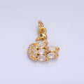 24K Gold plated Clear CZ Micro Paved Swan Bird Animal Charm | W091 - DLUXCA