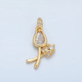 24K Gold plated Clear CZ Micro Paved Tulip Flower Mini Charm | X294 - DLUXCA