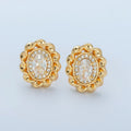 24K Gold plated Clear CZ Micro Paved Twisted Oval Stud Earrings | AD - 740 - DLUXCA
