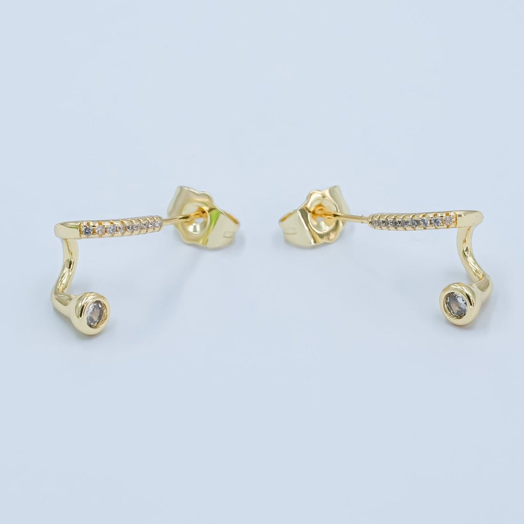 24K Gold plated Clear CZ Micro Paved Wrap Band Cartilage Stud Earrings Set | AD791 