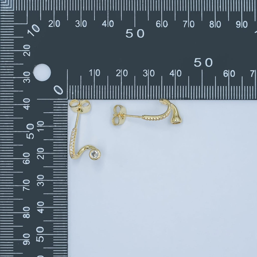 24K Gold plated Clear CZ Micro Paved Wrap Band Cartilage Stud Earrings Set | AD791 