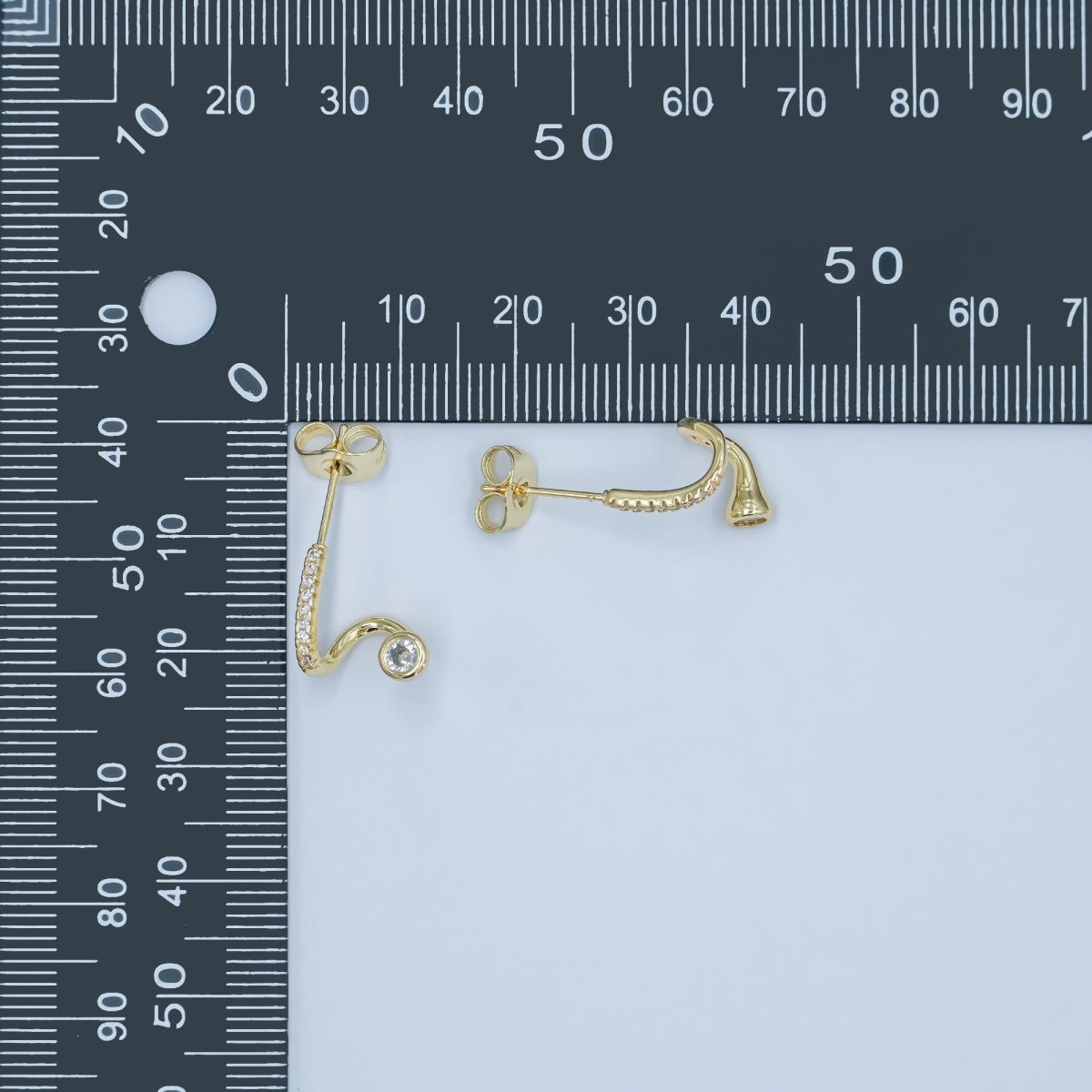 24K Gold plated Clear CZ Micro Paved Wrap Band Cartilage Stud Earrings Set | AD791 
