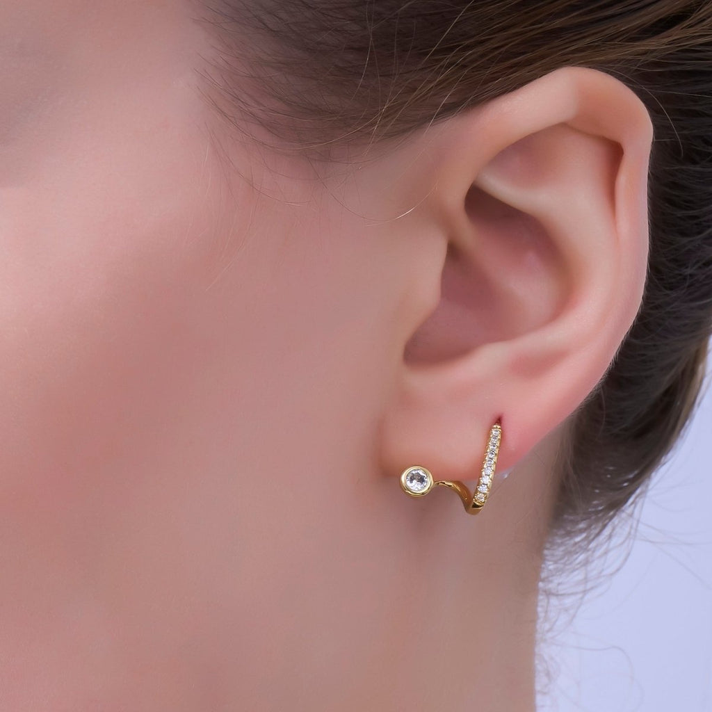24K Gold plated Clear CZ Micro Paved Wrap Band Cartilage Stud Earrings Set | AD791 