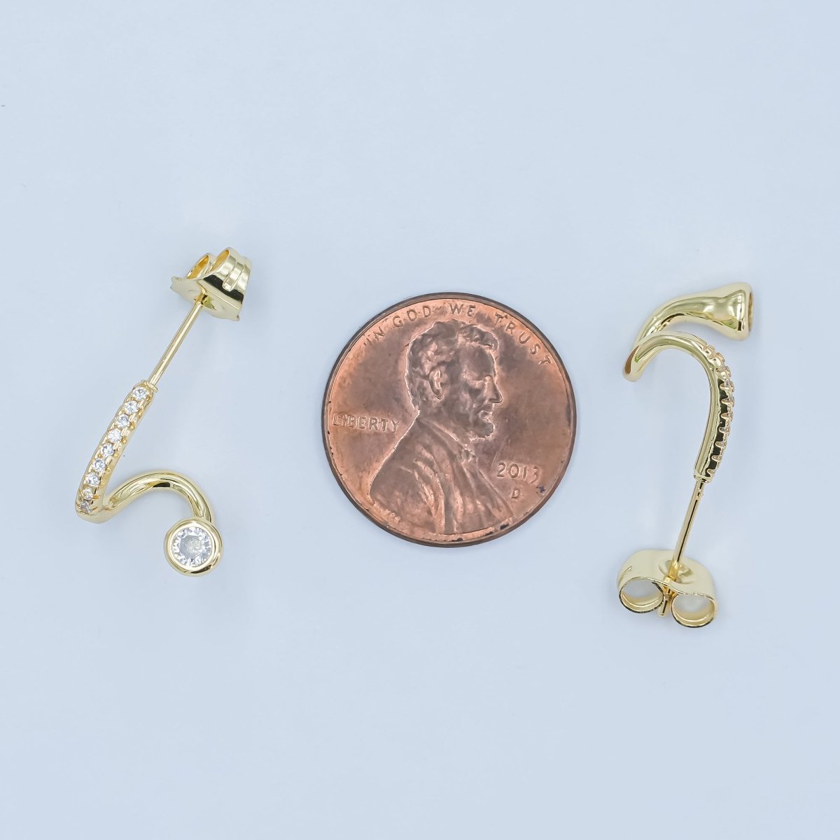 24K Gold plated Clear CZ Micro Paved Wrap Band Cartilage Stud Earrings Set | AD791 