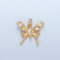 24K Gold plated Clear CZ Molten Butterfly Mariposa Insect Charm | X289 - DLUXCA