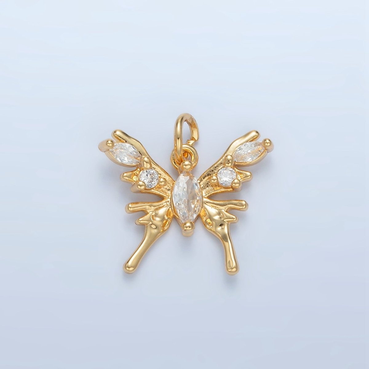 24K Gold plated Clear CZ Molten Butterfly Mariposa Insect Charm | X289 - DLUXCA