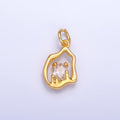 24K Gold plated Clear CZ Molten Charm in Gold & Silver | W889 