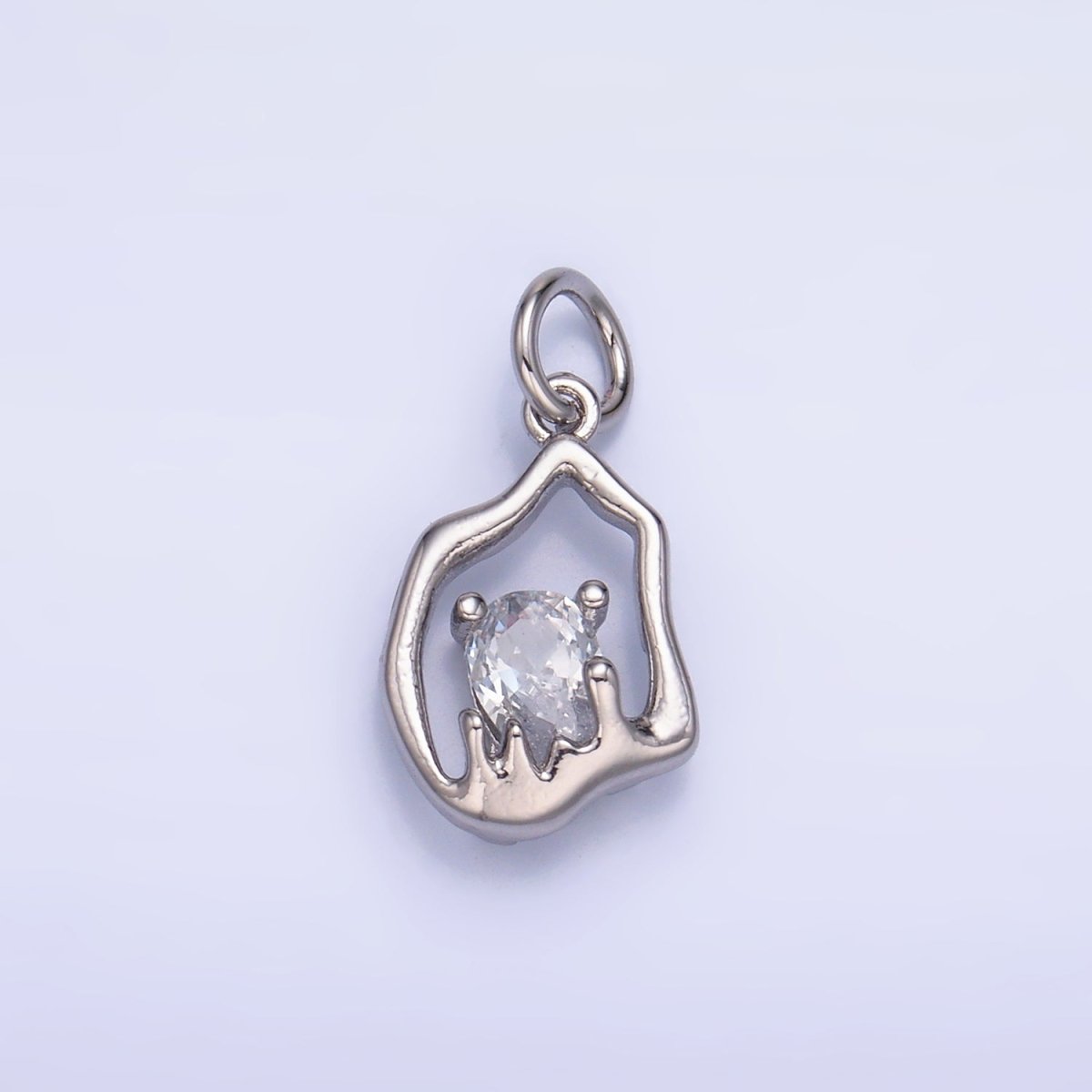 24K Gold plated Clear CZ Molten Charm in Gold & Silver | W889 