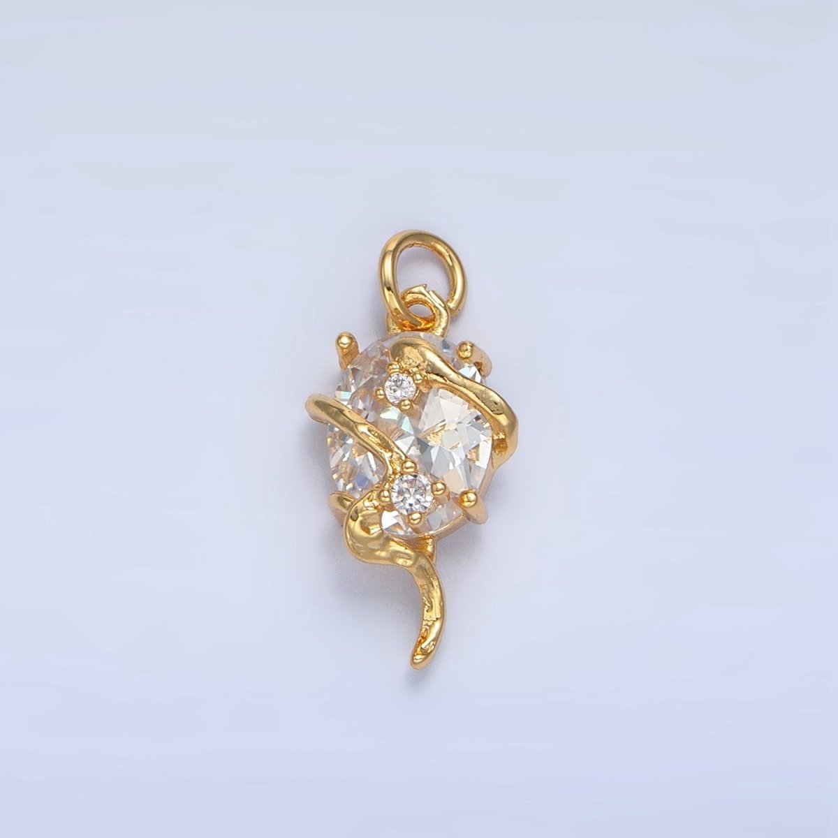 24K Gold plated Clear CZ Molten Drip Wrap Geometric Charm | X740 - DLUXCA