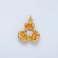 24K Gold plated Clear CZ Molten Flower Petal Charm | AC104 - DLUXCA