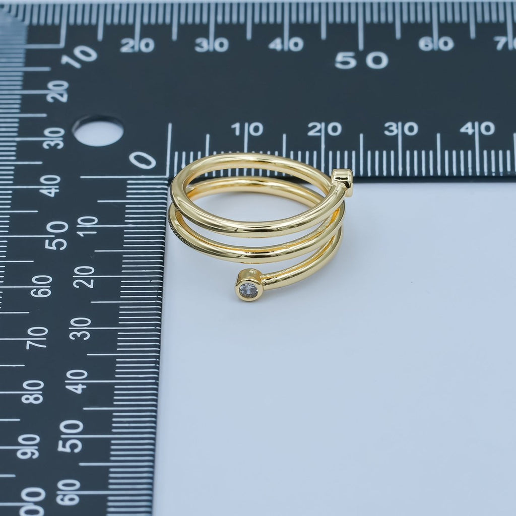 24K Gold plated Clear CZ Multiple Band Wrap Ring in Gold & Silver | O870 O878 - O880 - DLUXCA