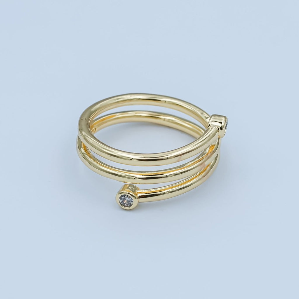 24K Gold plated Clear CZ Multiple Band Wrap Ring in Gold & Silver | O870 O878 - O880 - DLUXCA