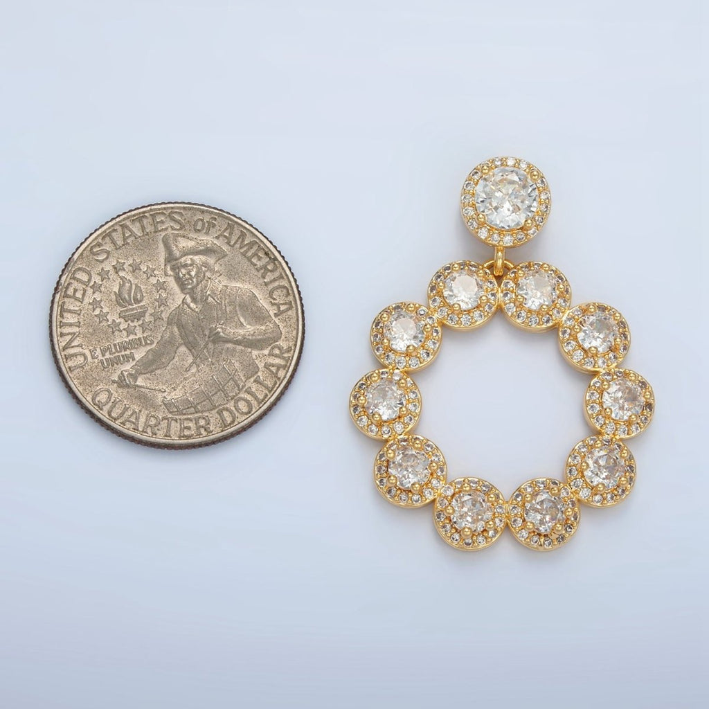 24K Gold plated Clear CZ Open Circular Round Pendant | AA127 - DLUXCA