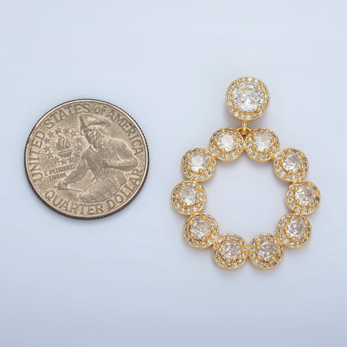 24K Gold plated Clear CZ Open Circular Round Pendant | AA127 - DLUXCA