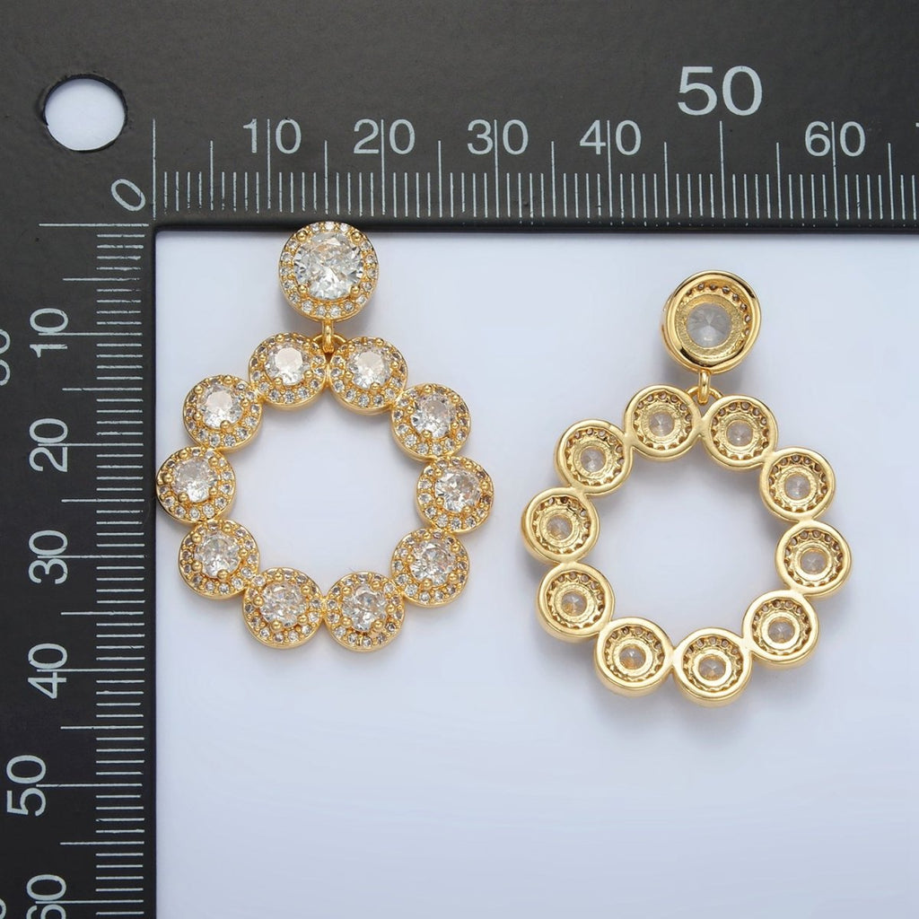 24K Gold plated Clear CZ Open Circular Round Pendant | AA127 - DLUXCA