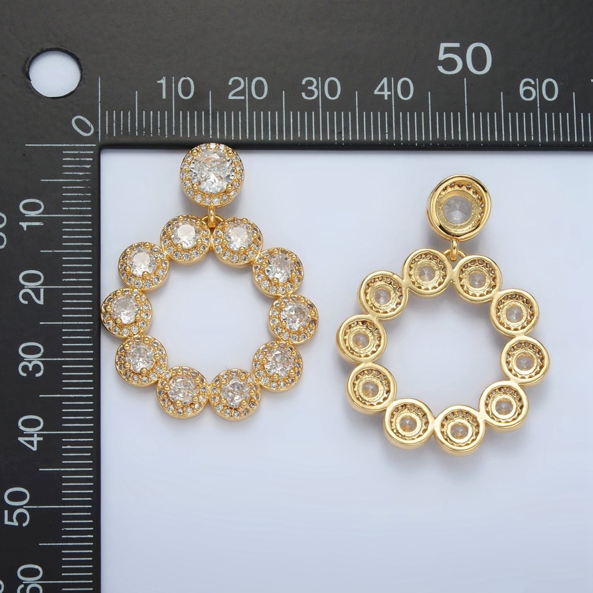 24K Gold plated Clear CZ Open Circular Round Pendant | AA127 - DLUXCA