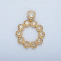 24K Gold plated Clear CZ Open Circular Round Pendant | AA127 - DLUXCA