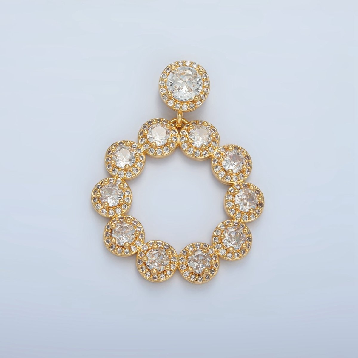 24K Gold plated Clear CZ Open Circular Round Pendant | AA127 - DLUXCA