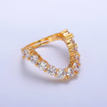 24K Gold plated Clear CZ Paved Curved Chevron Ring | U426 - DLUXCA