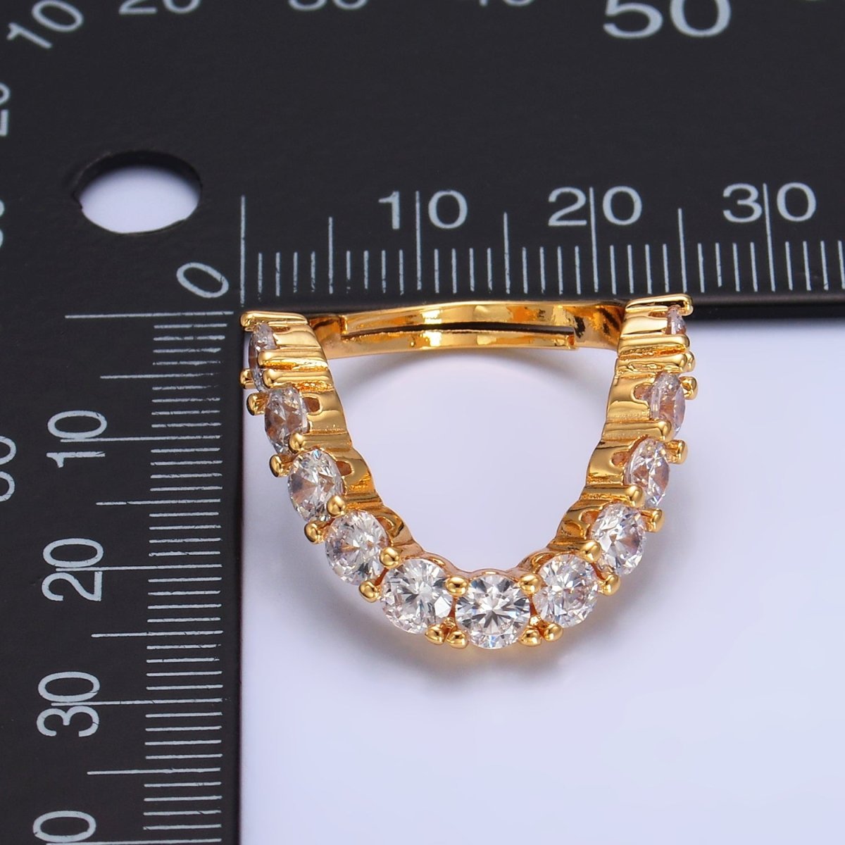 24K Gold plated Clear CZ Paved Curved Chevron Ring | U426 - DLUXCA