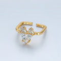 24K Gold plated Clear CZ Pixel Heart Solitaire Ring | U342 - DLUXCA
