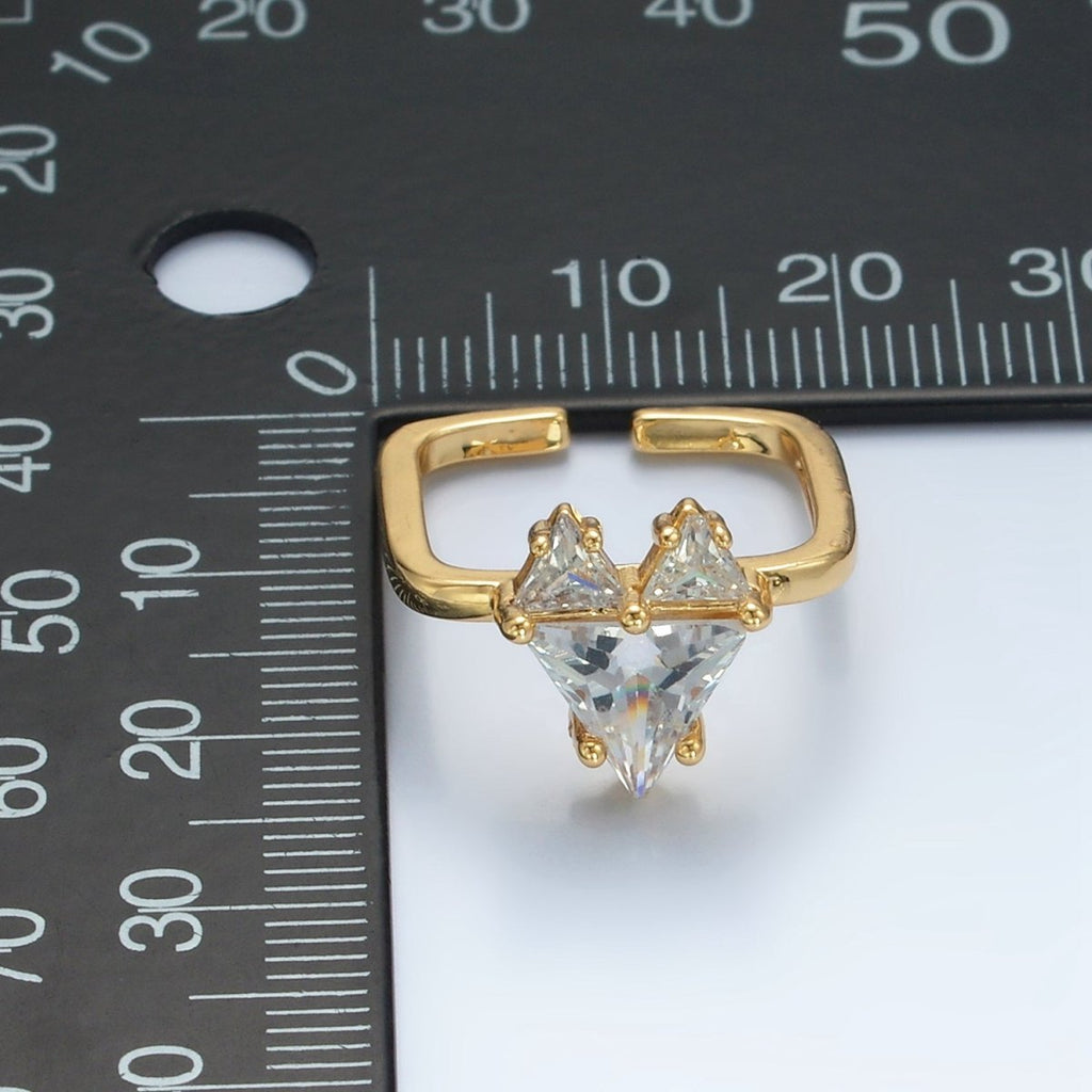 24K Gold plated Clear CZ Pixel Heart Solitaire Ring | U342 - DLUXCA
