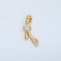 24K Gold plated Clear CZ Ribbon Charm | AA - 1511 - DLUXCA