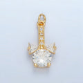 24K Gold plated Clear CZ Ribbon Linear Geometric Charm | X277 - DLUXCA