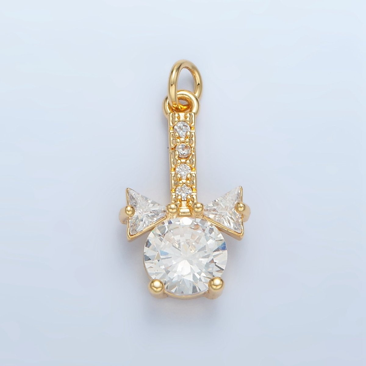 24K Gold plated Clear CZ Ribbon Linear Geometric Charm | X277 - DLUXCA