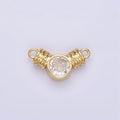 24K Gold plated Clear CZ Round Geometric Tube Connector | F163 - DLUXCA