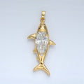 24K Gold plated Clear CZ Shark Sea Animal Pendant | AA867 - DLUXCA