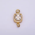 24K Gold plated Clear CZ Square Rounded Micro Paved CZ Connector | G800 - DLUXCA