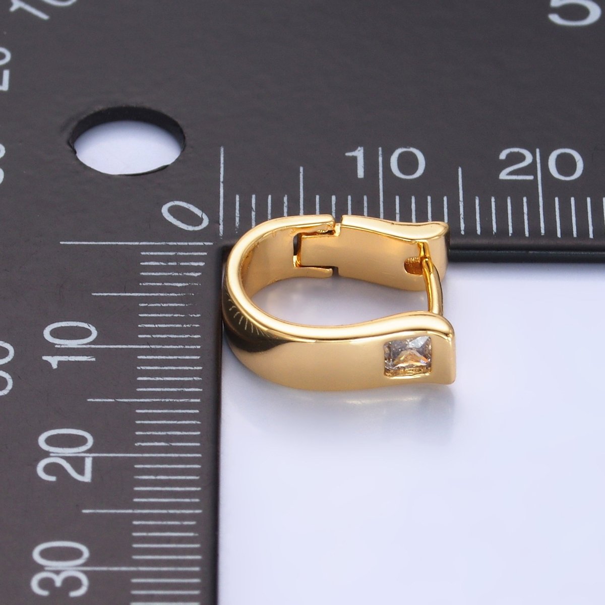 24K Gold plated Clear CZ Square U - Shaped Hoop Earring | AB981 