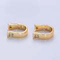 24K Gold plated Clear CZ Square U - Shaped Hoop Earring | AB981 
