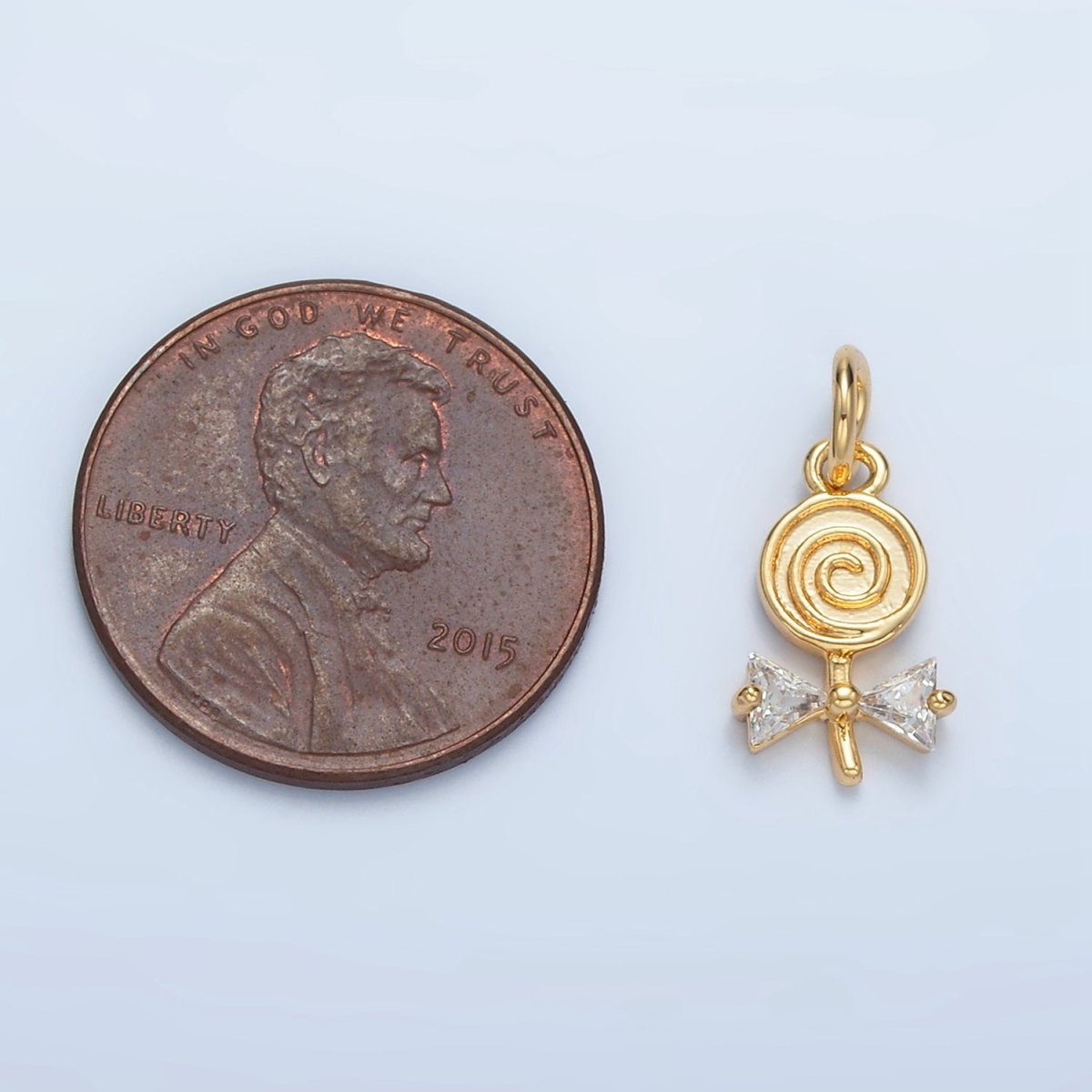 24K Gold plated Clear CZ Swirl Lollipop Candy Charm | X292 - DLUXCA