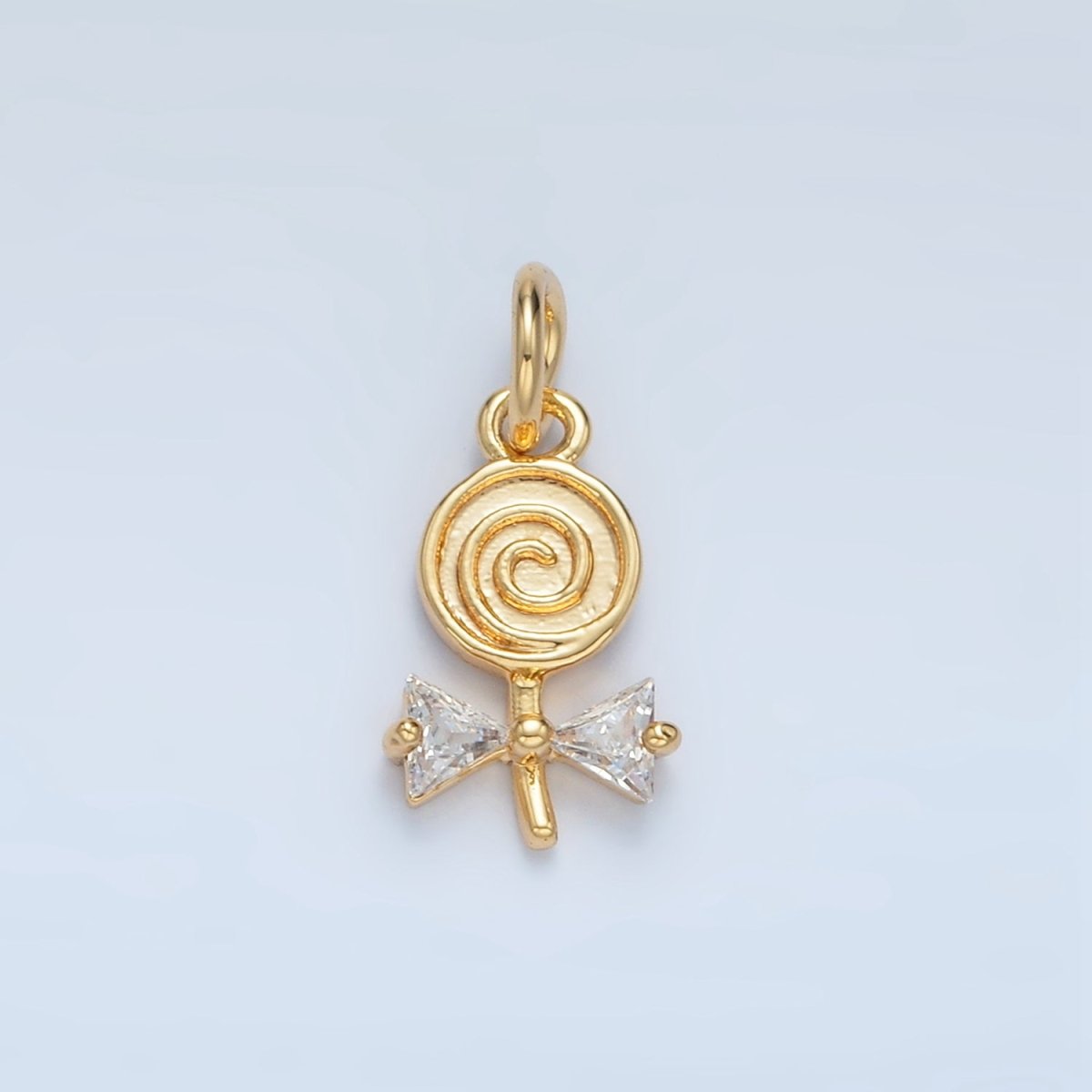 24K Gold plated Clear CZ Swirl Lollipop Candy Charm | X292 - DLUXCA